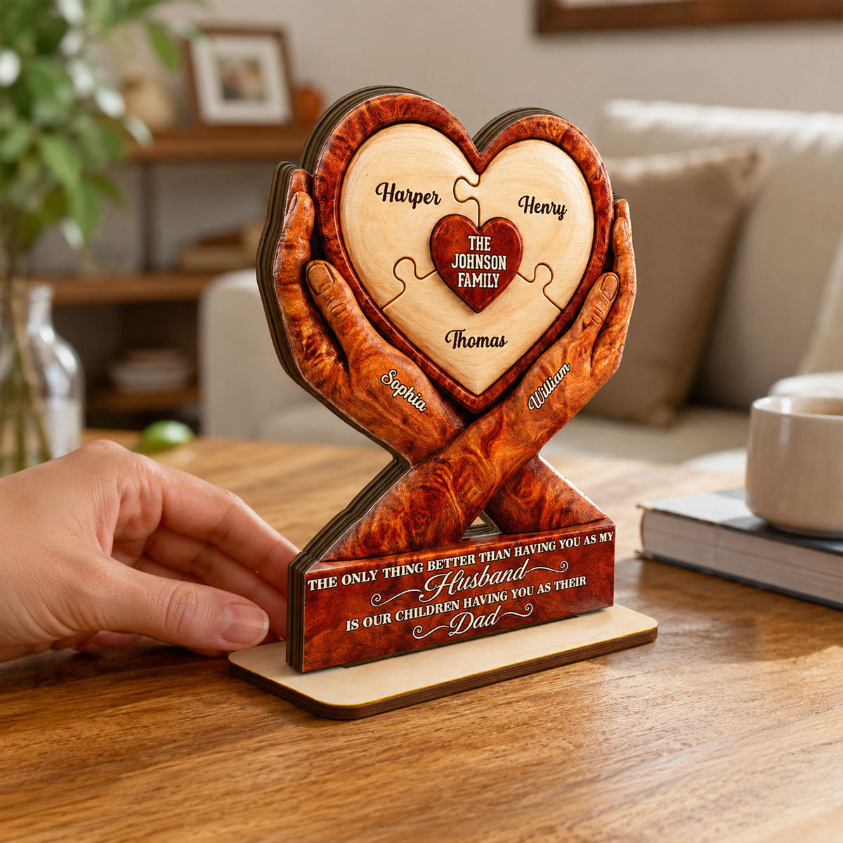 Our Children Having You As Their Dad 2D Flat Printed - Personalized 2-Layered Wooden Plaque -  Gift For Husband