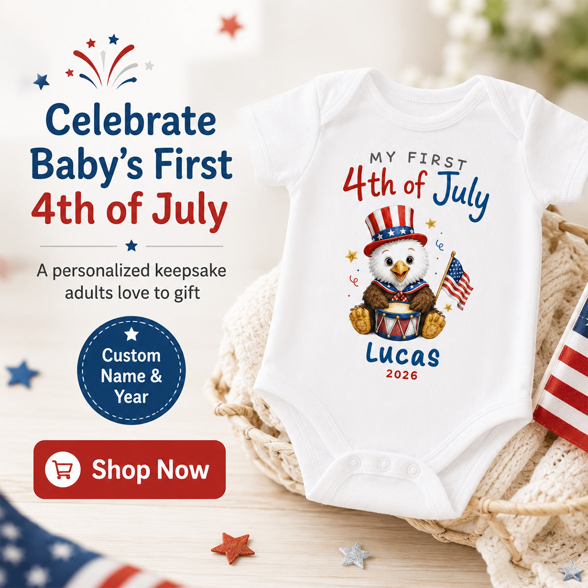 My First 4th Of July - Personalized Baby Apparel - 4th Of July Keepsake For Baby