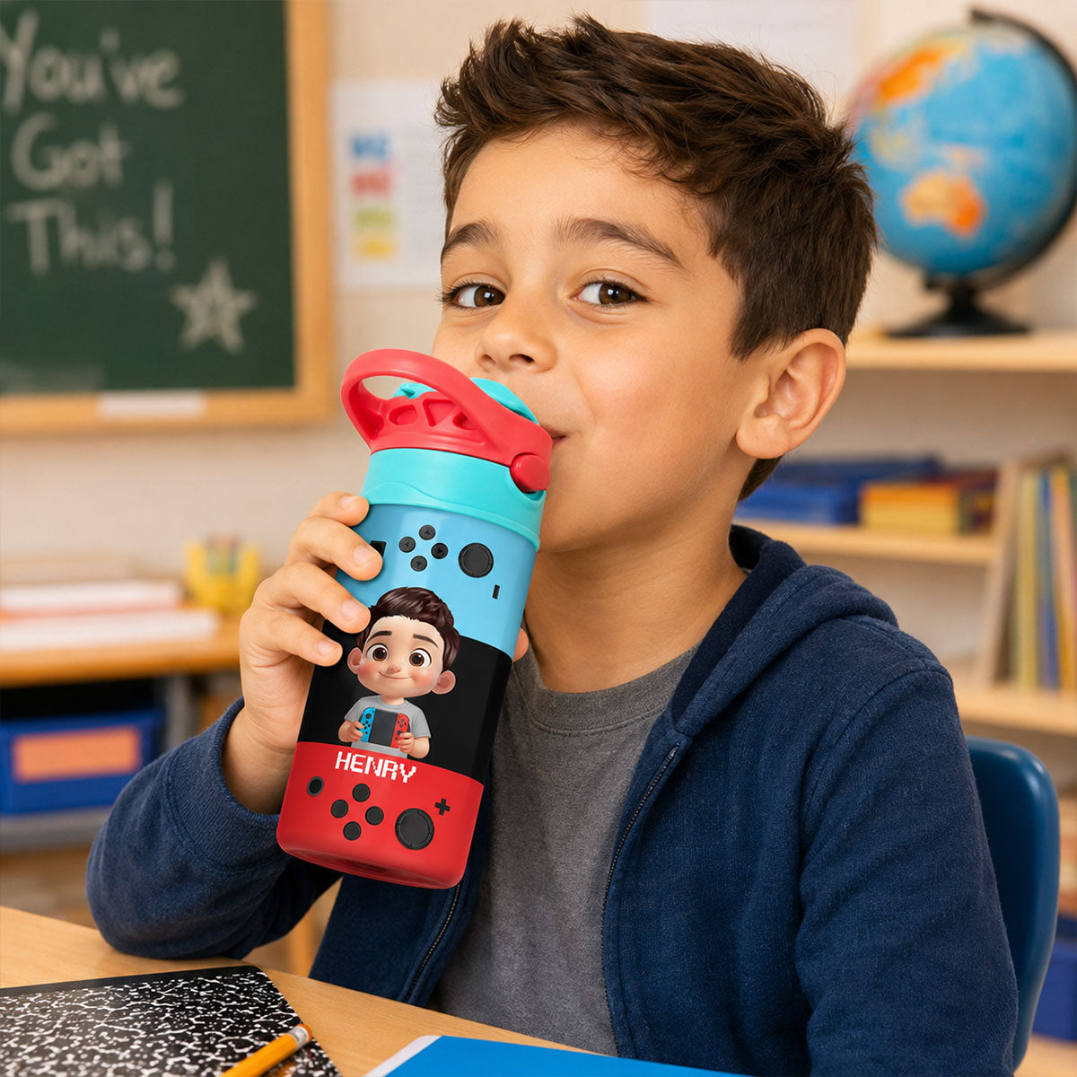Happy Gamer - Personalized Kid Insulated Water Bottle - Back To School Gift For Kid, Girl, Boy