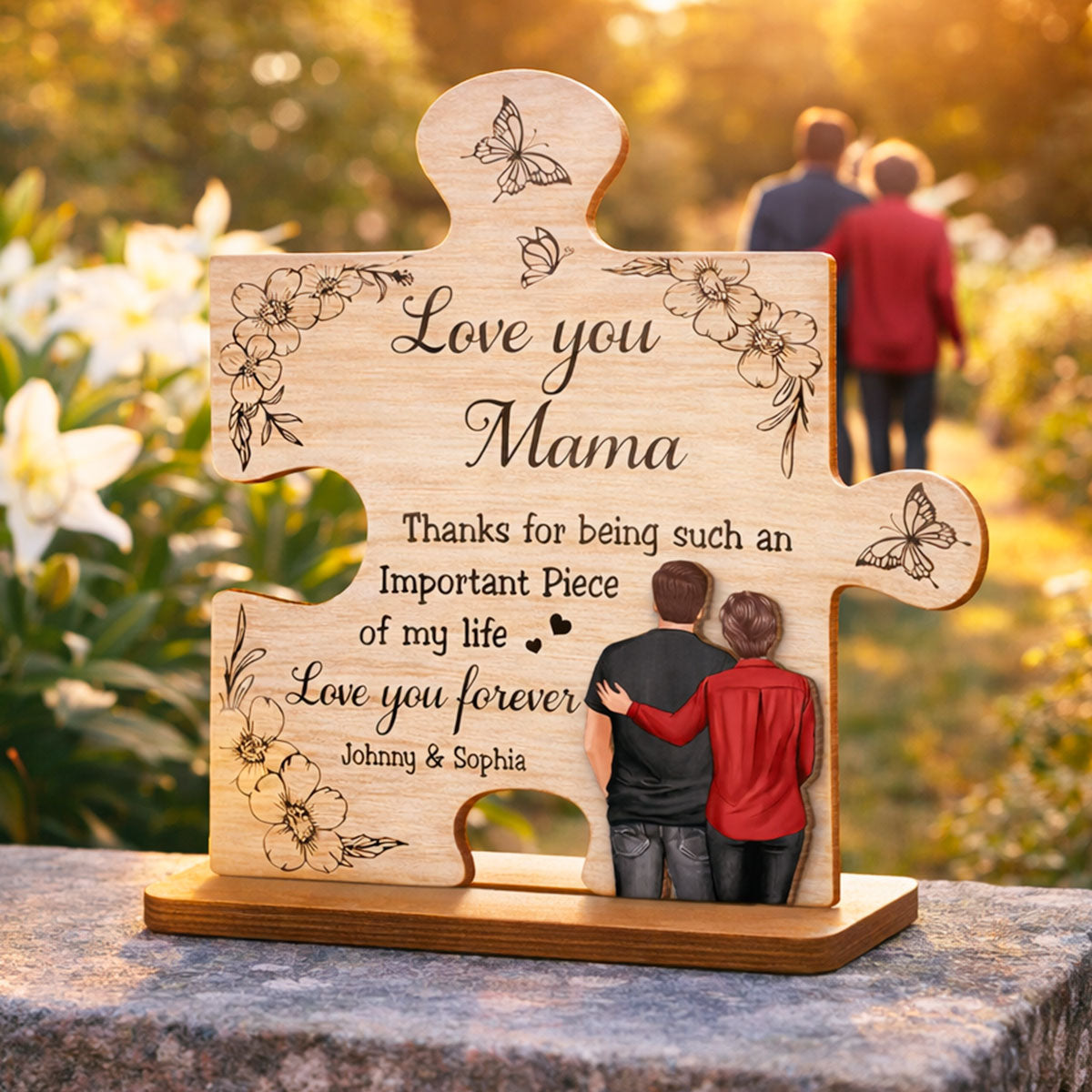 Thank You for Being Such an Important Piece of My Life Mom - Personalized 2-Layered Wooden Plaque - Heartfelt Gift for Mom
