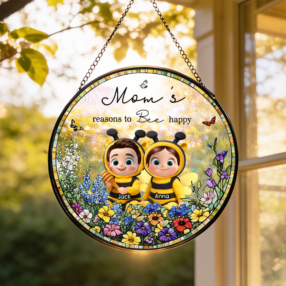 Grandma's Reasons to Bee Happy - Personalized Suncatcher - Mother's Day Gift for Grandma, Mom, Wife