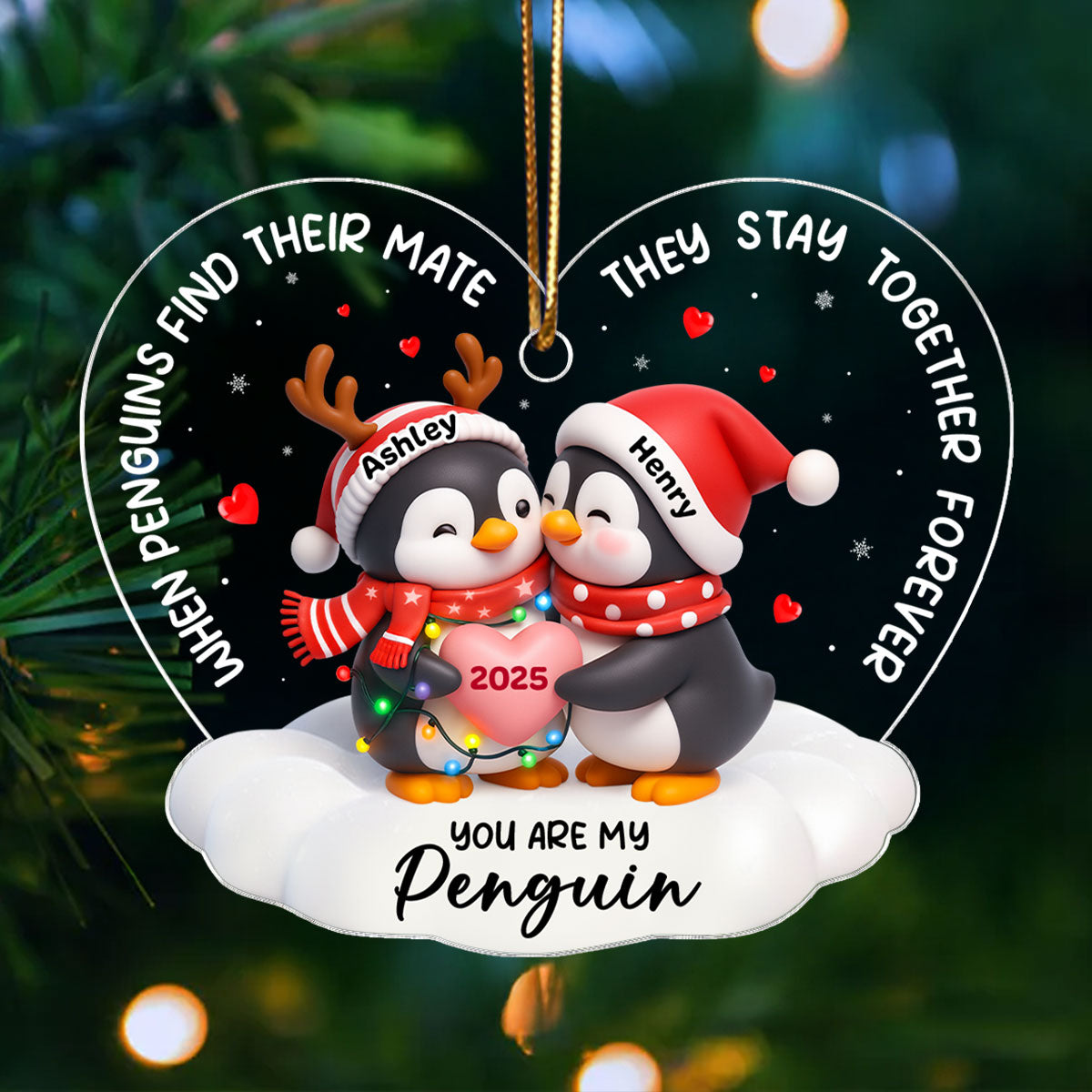 You Are My Penguin - Personalized Acrylic Ornament - Christmas Gift for Couple