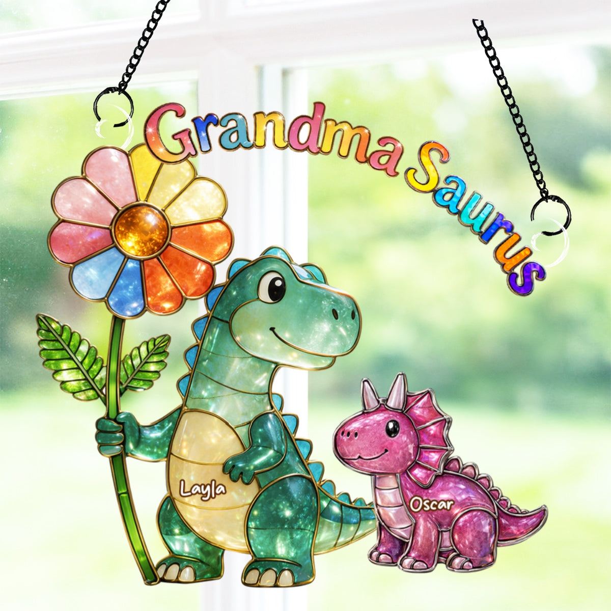 Dinosaur Mamasaurus Grandmasaurus - Personalized Suncatcher - Mother's Day Gift for Mom, Grandma, Wife