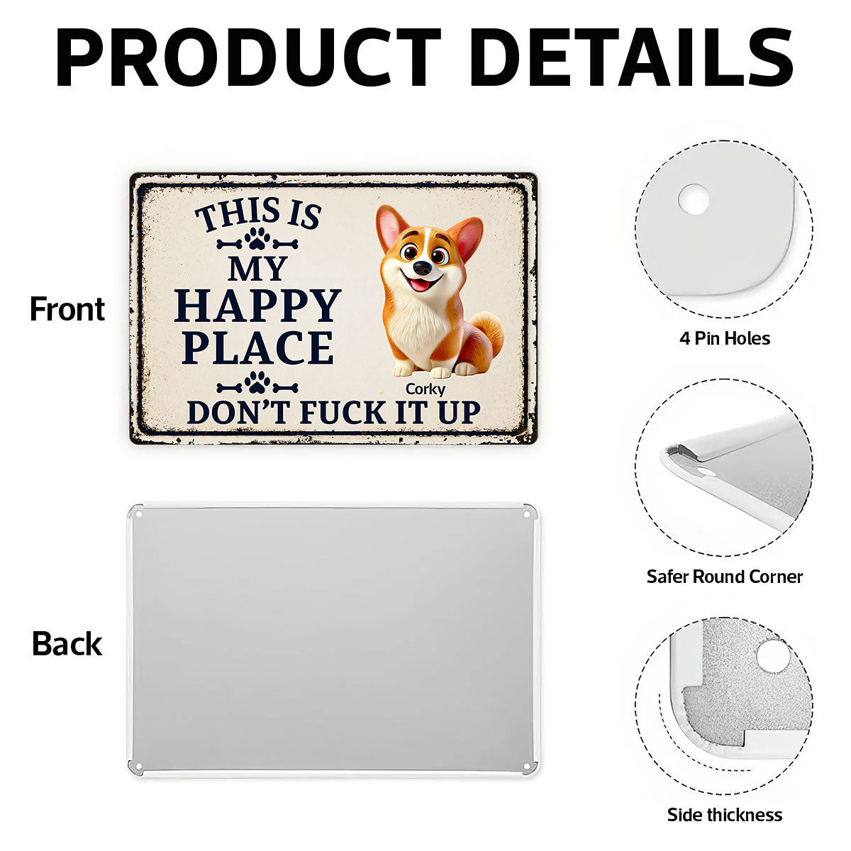 This Is My Happy Place For Dog - Personalized Metal Sign - Gift For Dog Lovers