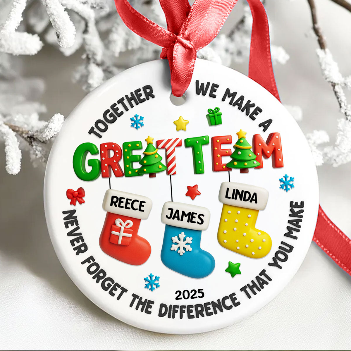 Together We Make A Great Team - Personalized Ceramic Ornament - Christmas Gift for Coworker
