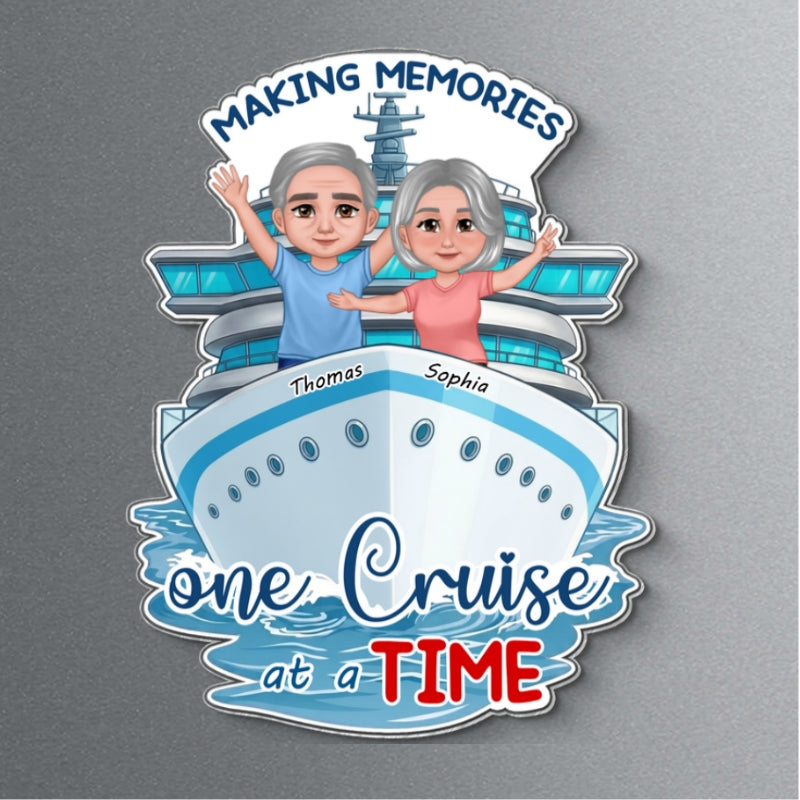 Making Memories One Cruise At A Time Happy Couple - Personalized Cruise Ship Door Magnet - Cruise Trip Keepsake