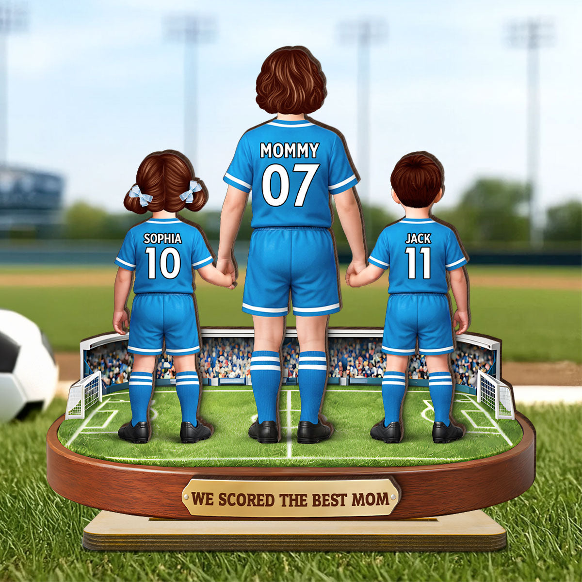 We Scored The Best Mom Soccer Mom Kids - Personalized 2-Layered Wooden Plaque - Mother's Day Gift For Soccer Mom, Gift For Wife