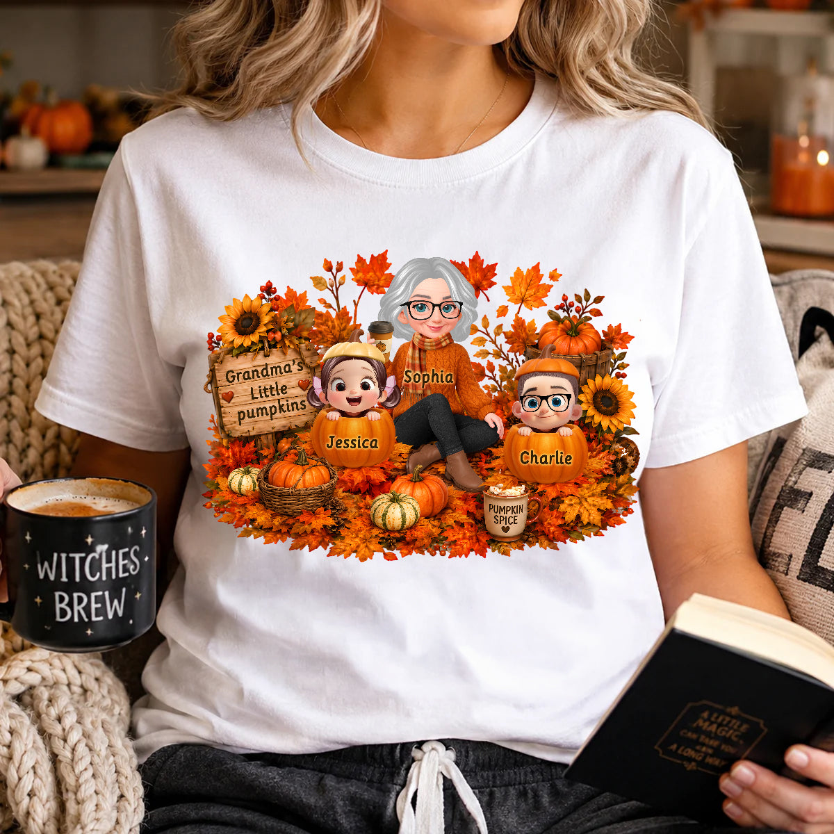 Grandma's Little Pumpkins Grandkids Fall - Personalized Shirt - Fall Season Gift, Gift For Grandma