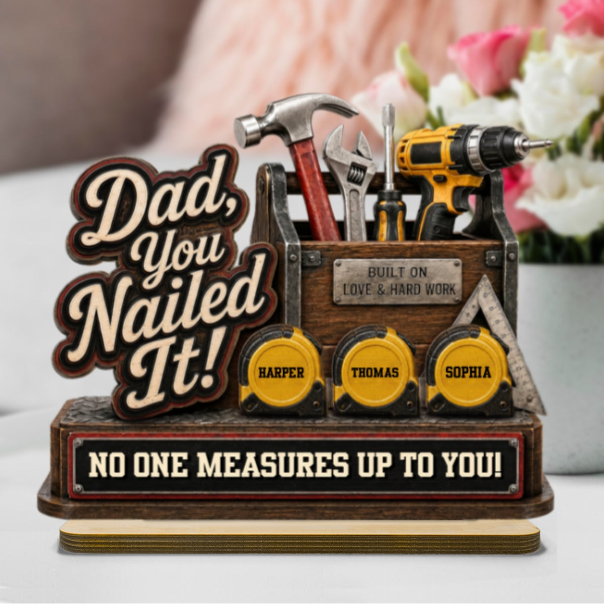 Dad You Nailed It Custom Name 2D Flat - Personalized 2-Layered Wooden Plaque -  Gift For Dad