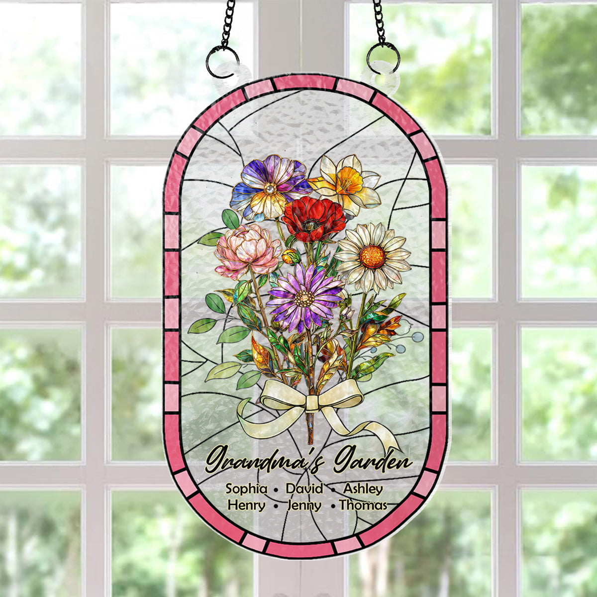 Custom Family Birth Flowers Grandma's Garden - Personalized Suncatcher - Heartfelt Mother's Day Gift for Grandma, Mom, Wife