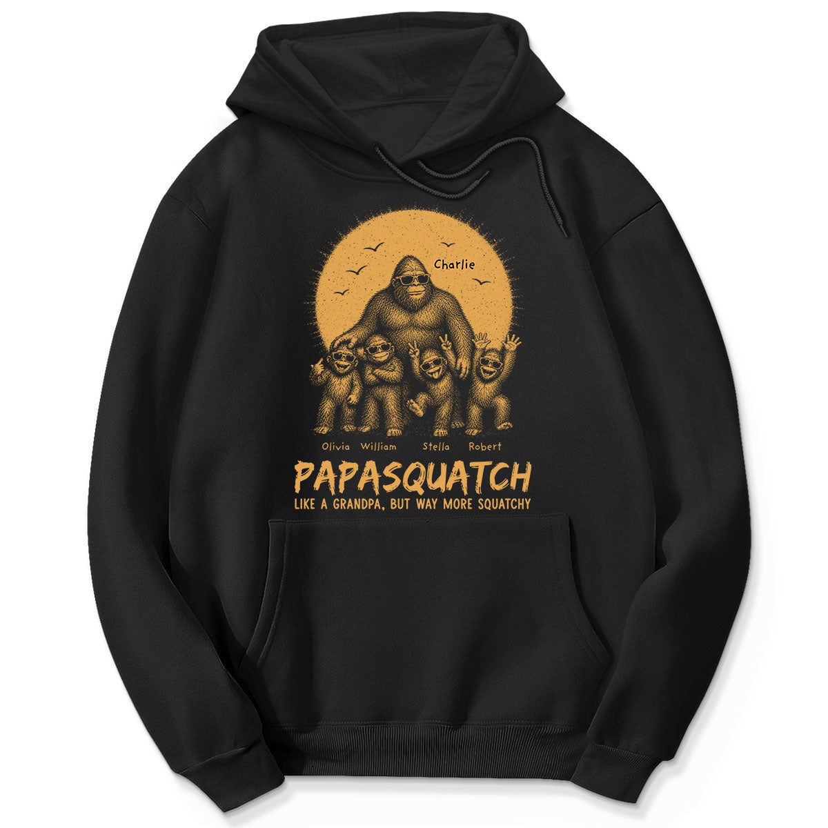 Retro Yellow Vintage Dad Grandpa Papasquatch - Personalized Shirt - Funny Father's Day Gift For Dad, Grandpa Husband