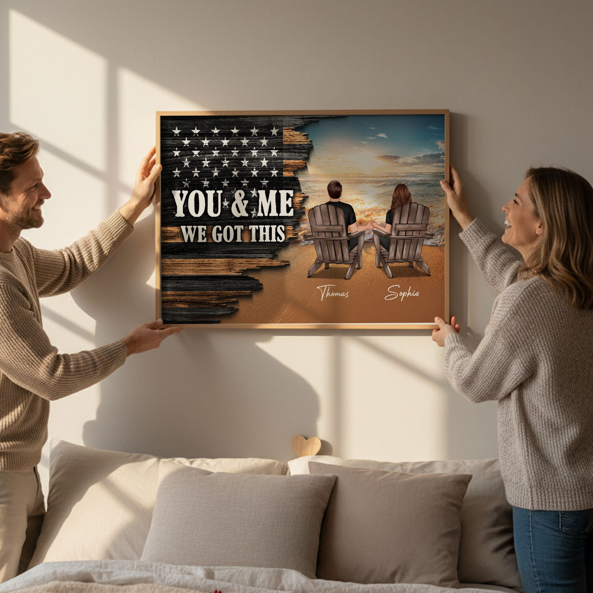 Eternal Love Beach Landscape You & Me We Got This Couple Half Nation Flag - Personalized Poster - Valentine's Day Gift For Couple