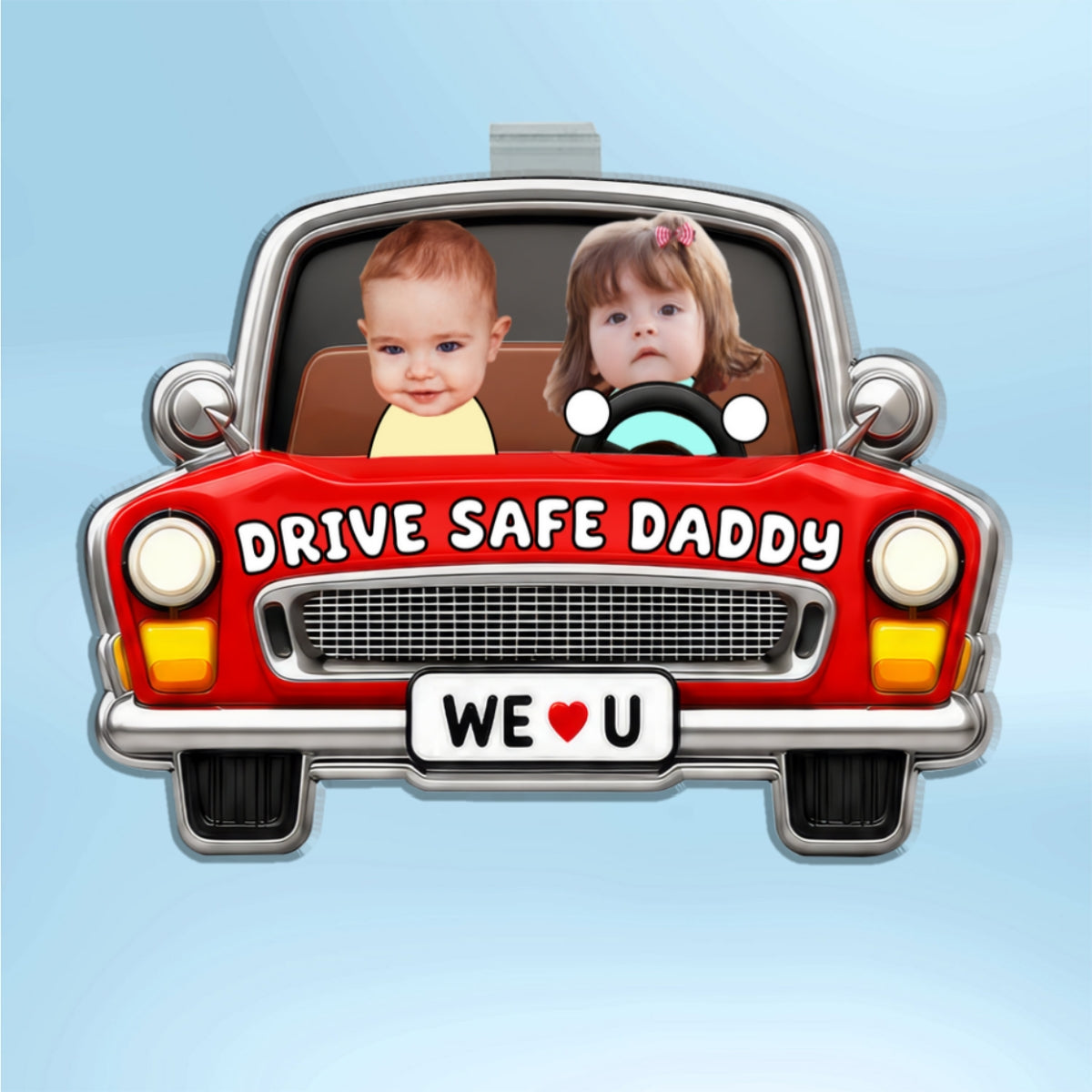Drive Safe Daddy Baby Custom Photo in Classic Car - Personalized Acrylic Car Visor - Father's Day Gift For Dad, Husband