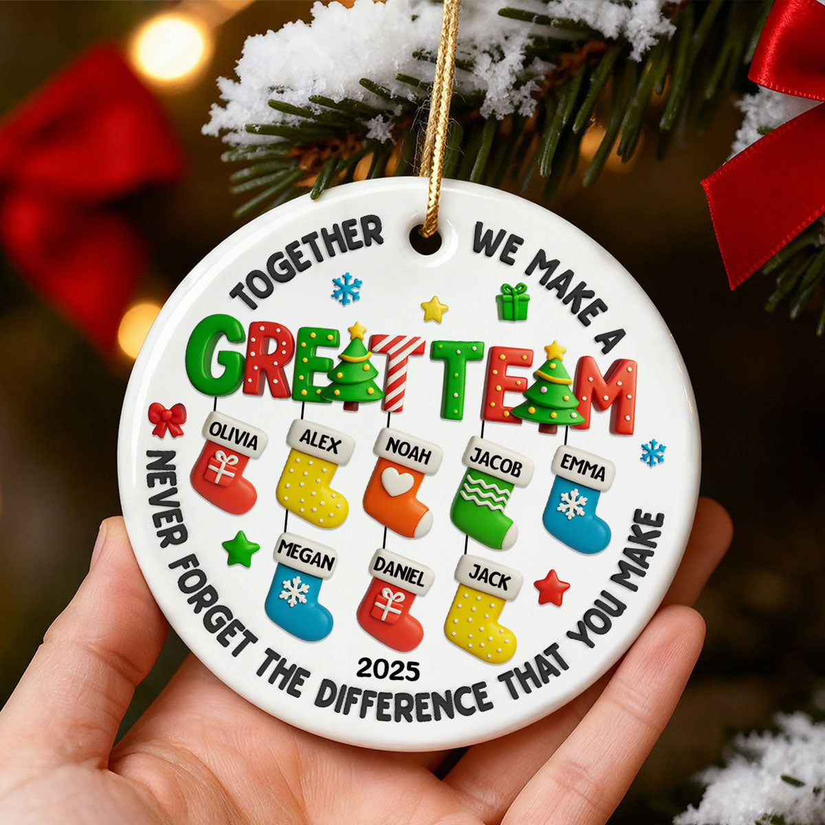 Together We Make A Great Team - Personalized Ceramic Ornament - Christmas Gift for Coworker