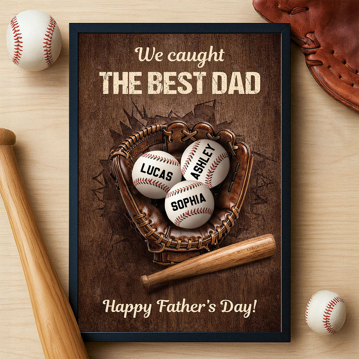 Happy Father's Day Baseball Dad - Personalized Poster - Heartfelt Father's Day Gift for Dad, Husband