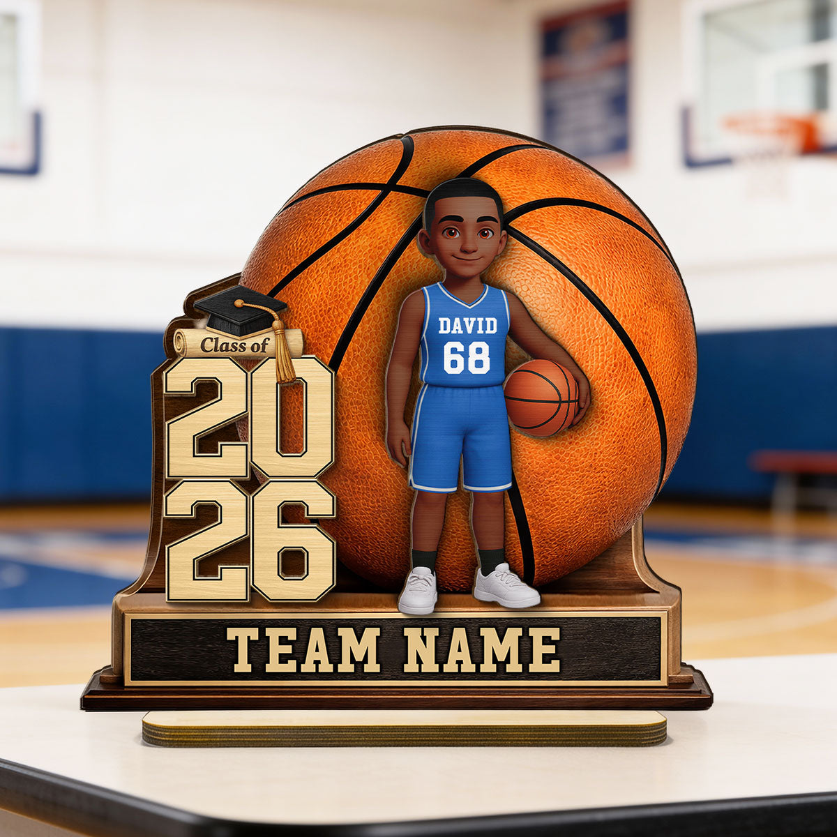 Basketball Senior Keepsake - Personalized 2-Layered Wooden Plaque - Graduation Gift For Son, Daughter