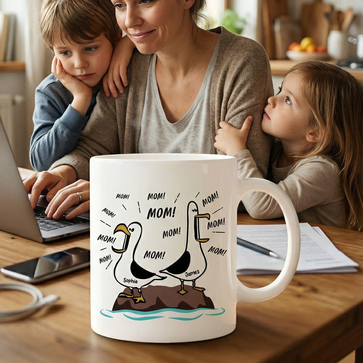 Seagull Mom Mom Mom Custom Name - Personalized Mug - Funny Mother's Day Gift For Mom