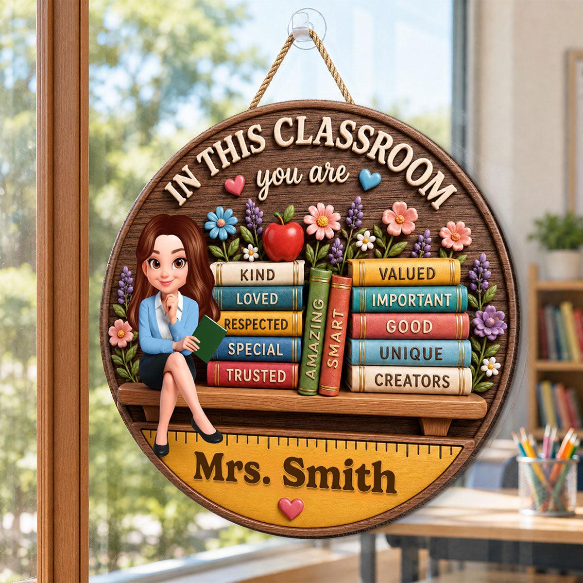 Custom Teacher in This Classroom - Personalized Wooden Door Sign - Teacher Wall Decor Sign, Back to School Gift for Teachers