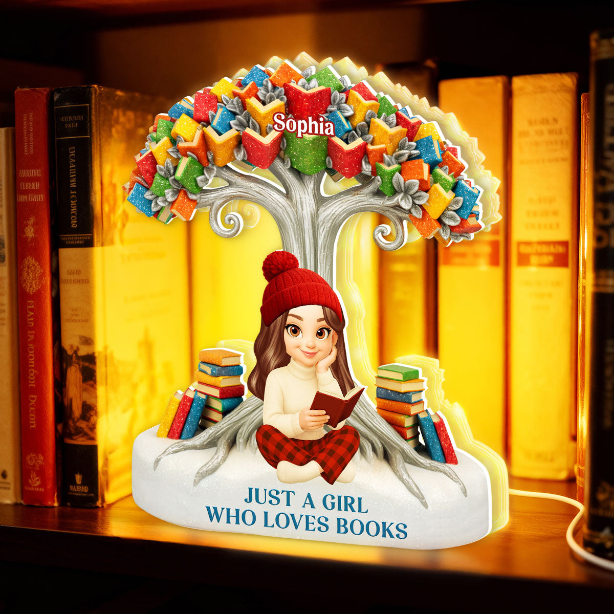 Book Tree - Personalized Light Box - Gift for Book Lovers