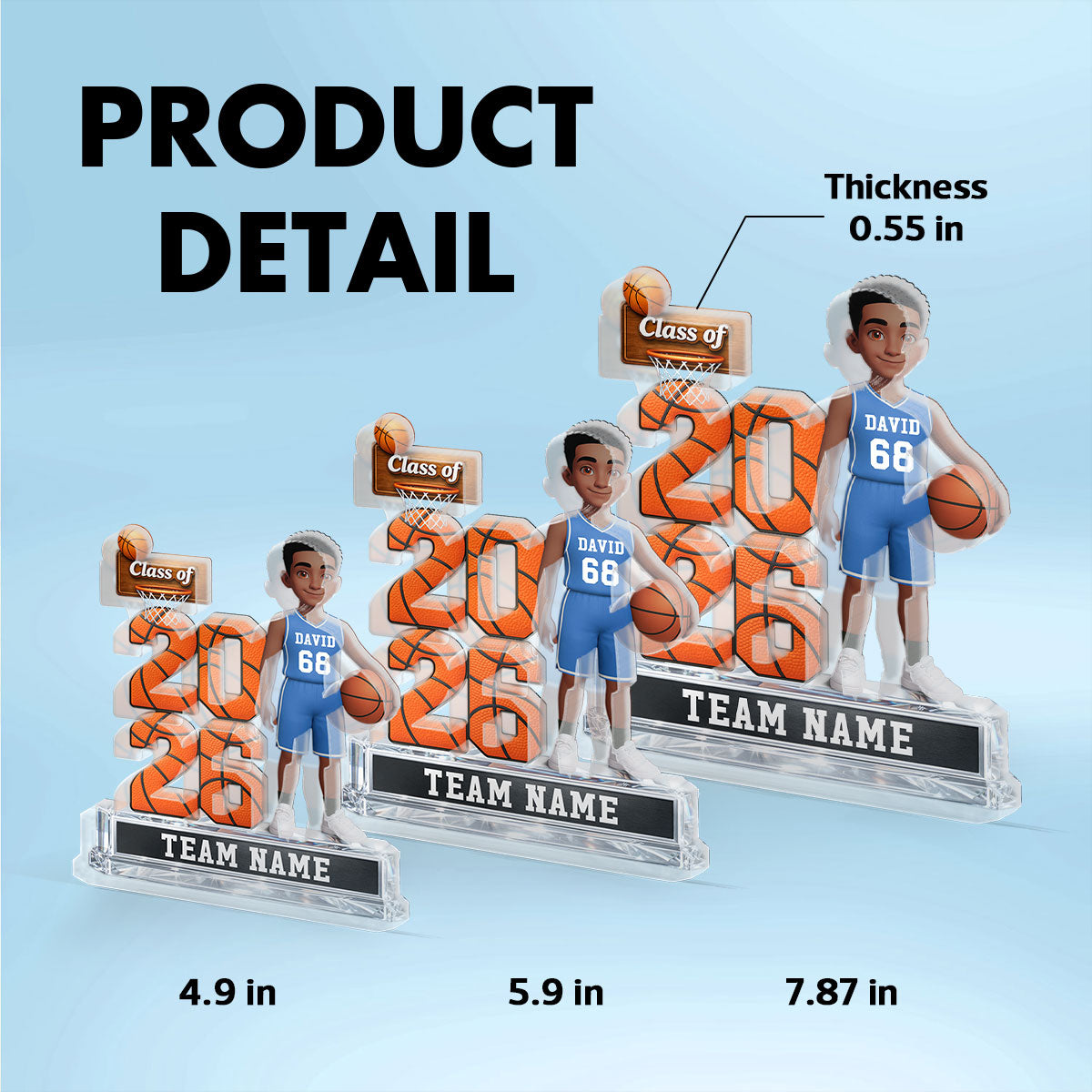 Basketball Senior Class Of 2026 2027 2D Flat - Personalized Acrylic Block Plaque - Graduation Gift For Son, Daughter