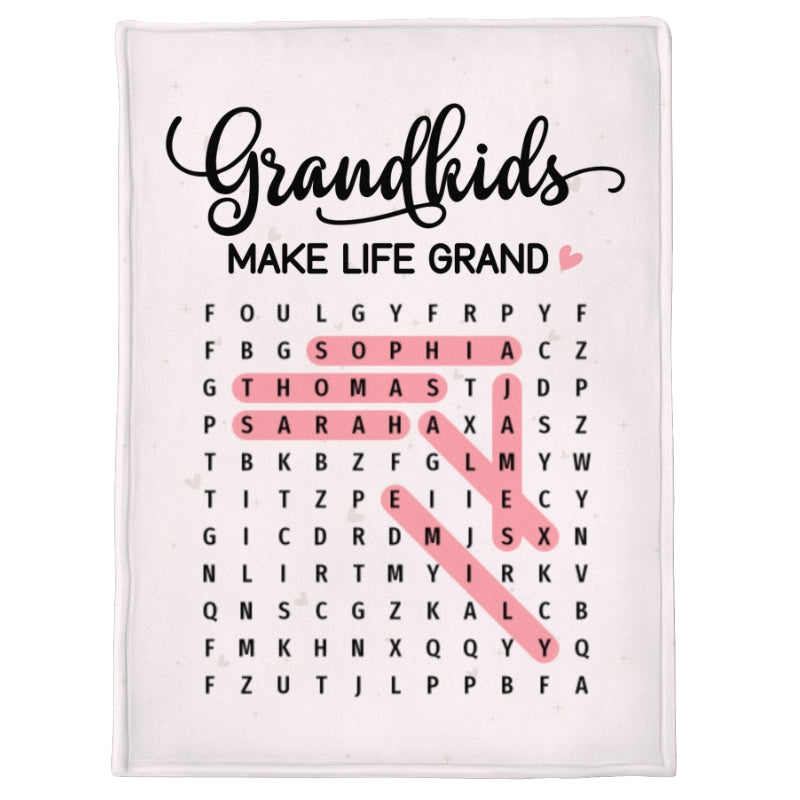 Grandma's Favorite People Word Search Puzzle - Personalized Fleece Blanket - Mother's Day Gift For Grandma