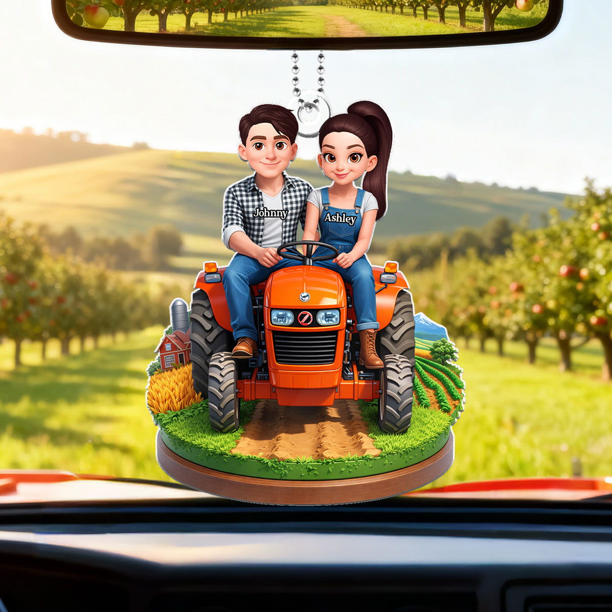 Farmer Couple - Personalized Car Hanger - Gift for Couple
