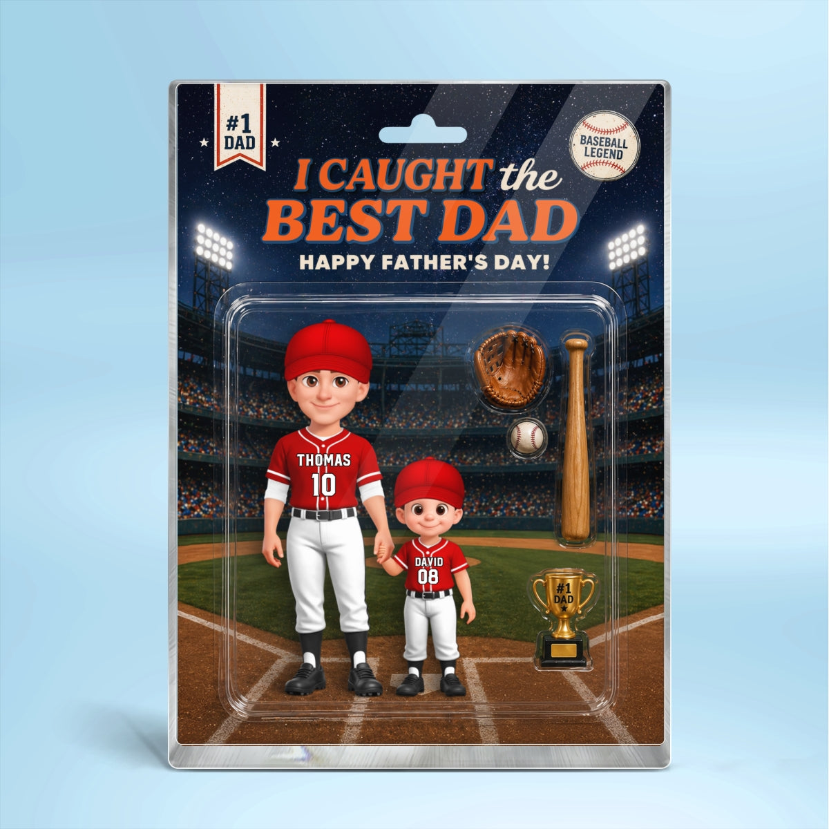 Retro Friday Night Light Baseball We Caught The Best Dad - Personalized Acrylic Block Plaque -  Gift For Baseball Dad