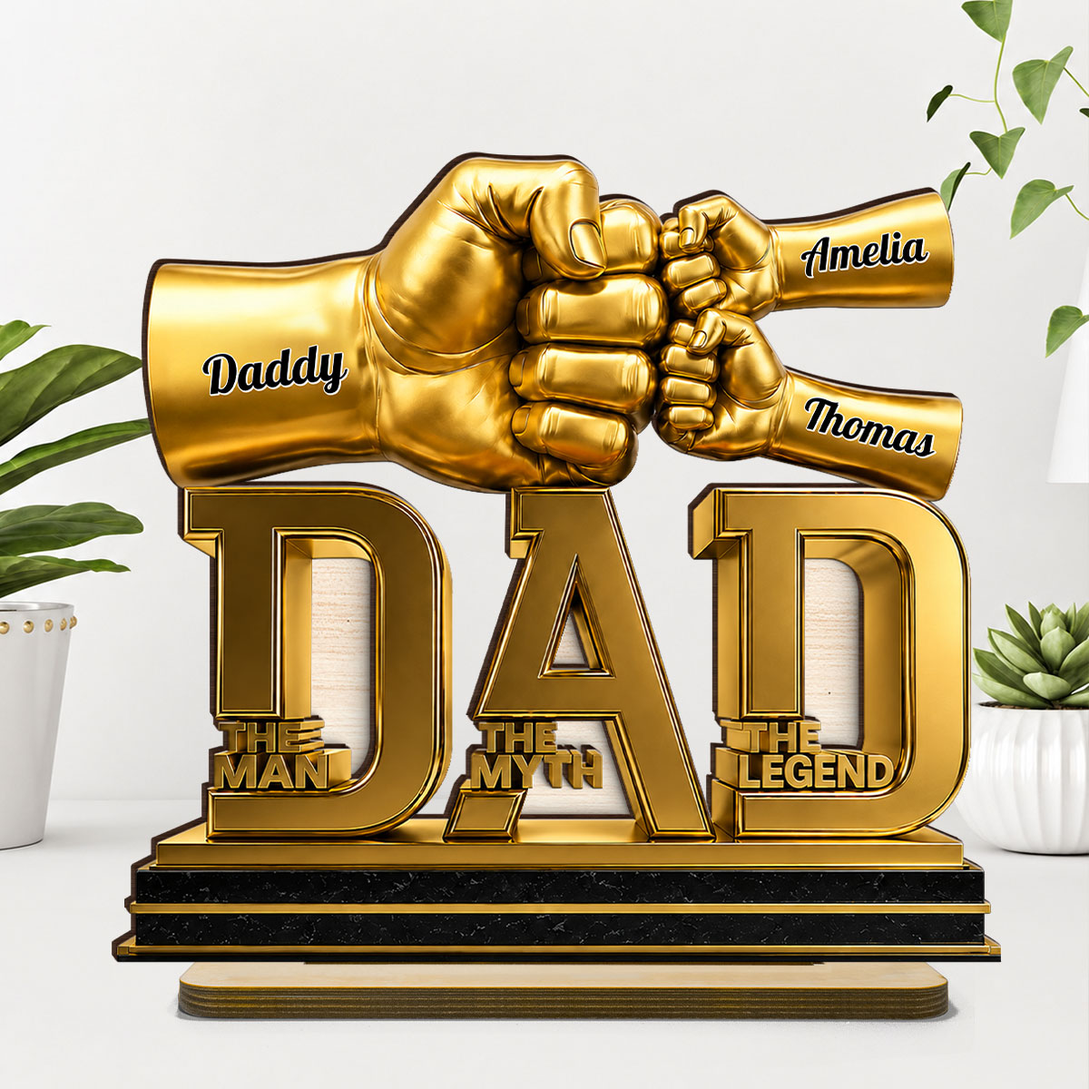 Dad The Man The Myth The Legend - Personalized 2-Layered Wooden Plaque -  Gift for Dad, Husband