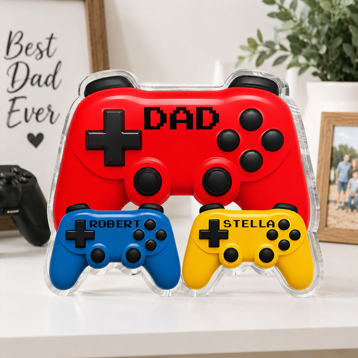 Gamer Dad Controllers - Personalized Acrylic Block Plaque -  Gift For Dad, Husband, Gamers