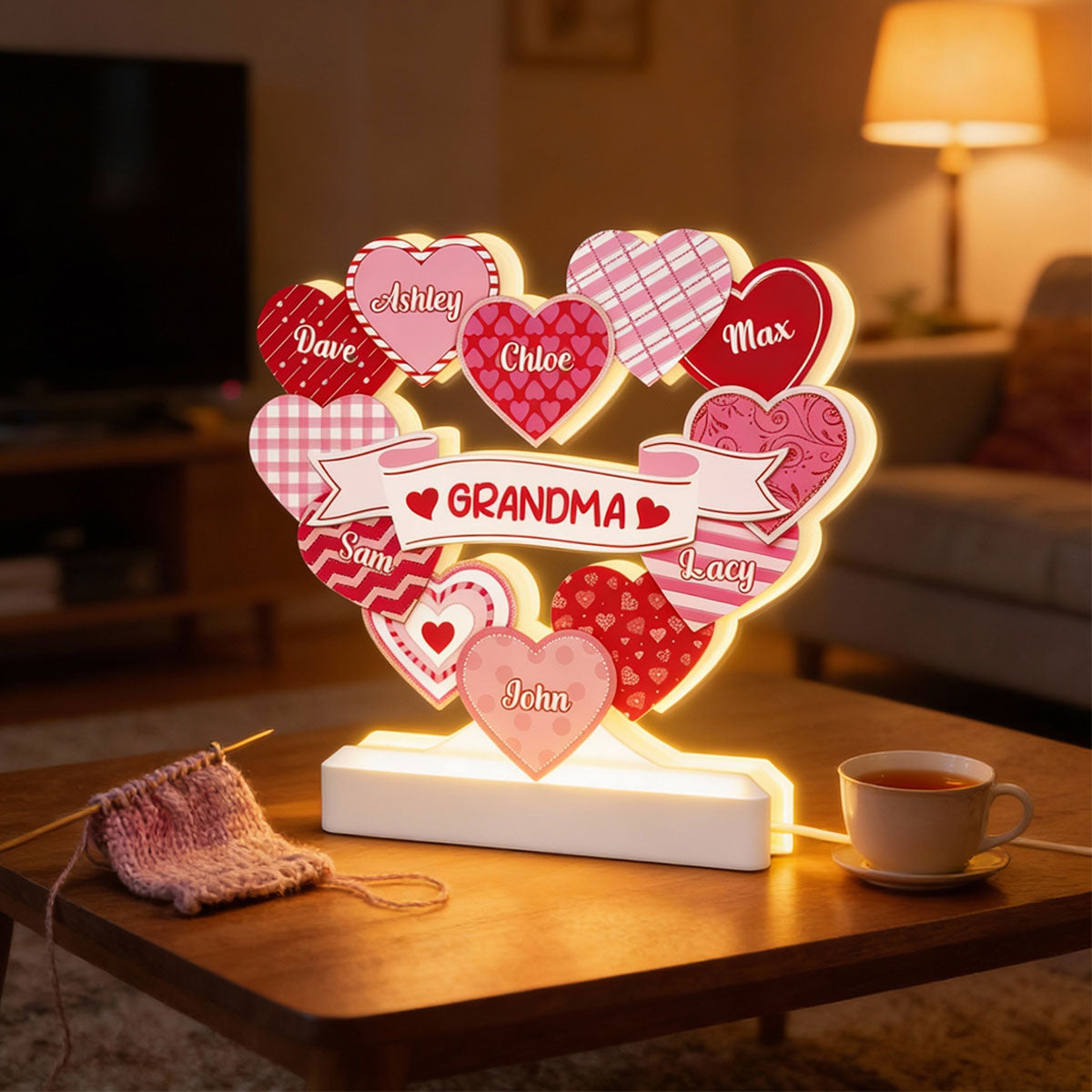 Grandma's Sweethearts Coquette Valentine's Day - Personalized Light Box - Home Decor Gift For Grandma