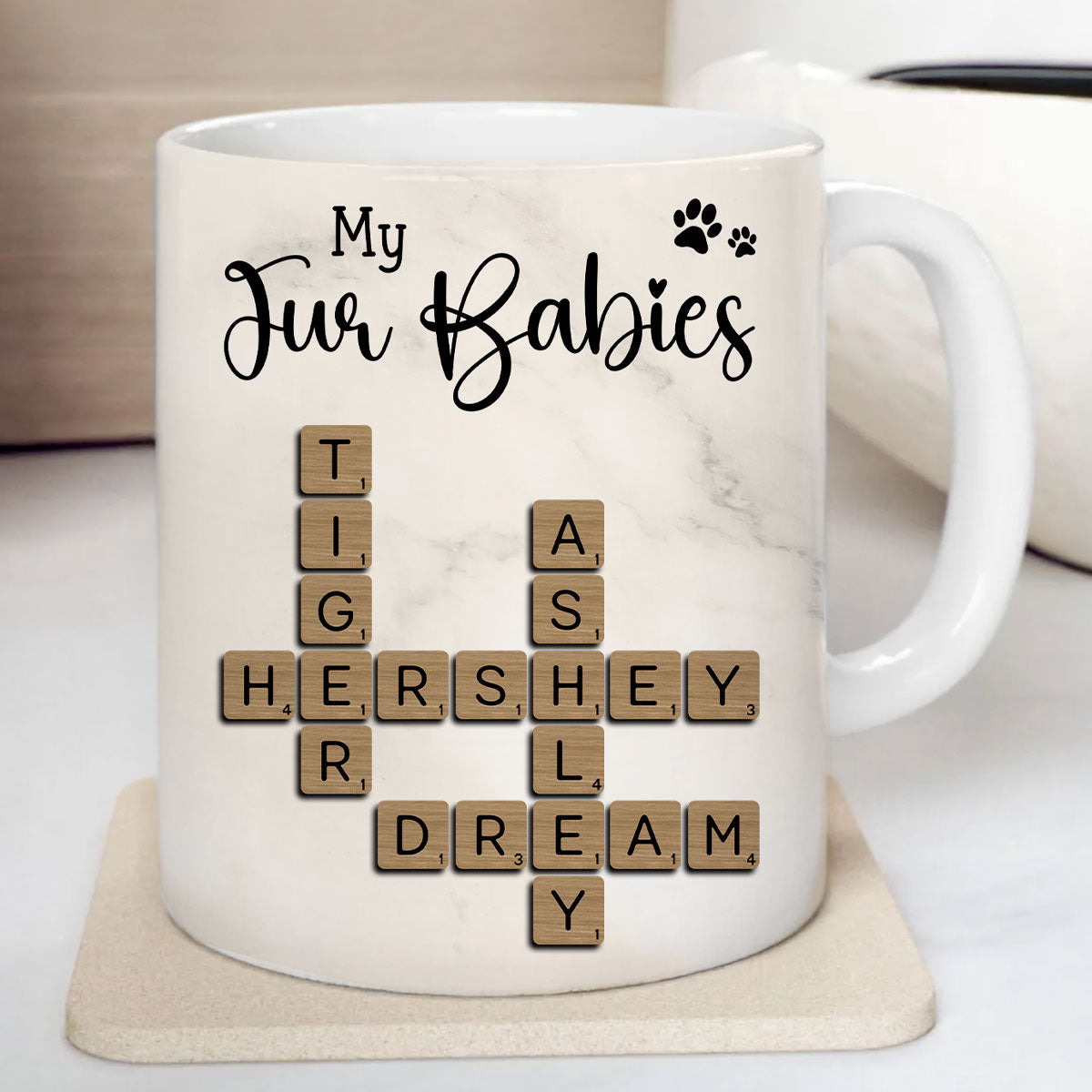 My Fur Babies Pets Crossword - Personalized Mug - Sentimental Gift for Pet Lovers, Dog Mom, Cat Mom