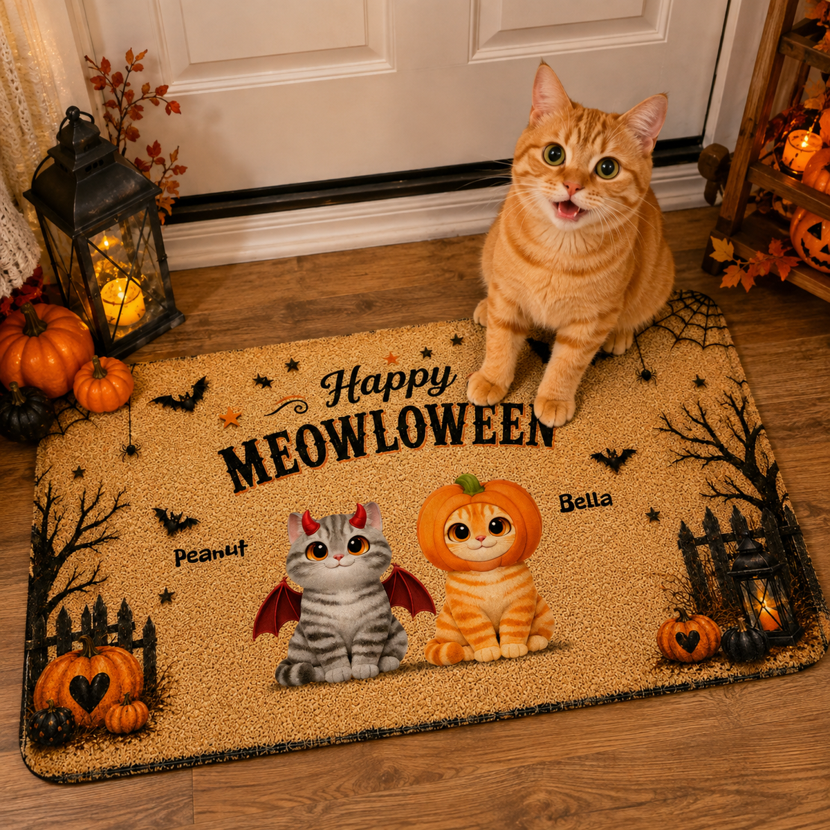 Spooky Halloween Beware of Little Cats Meownsters - Personalized Doormat - Halloween Gift For Cat Lovers, Halloween Decor