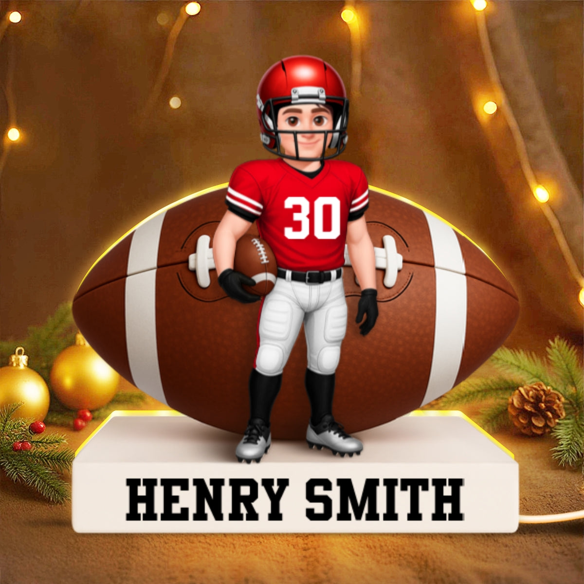 Football Boy 3D Effect - Personalized Light Box - Christmas Gift for Teen Boy Girl Daughter Son