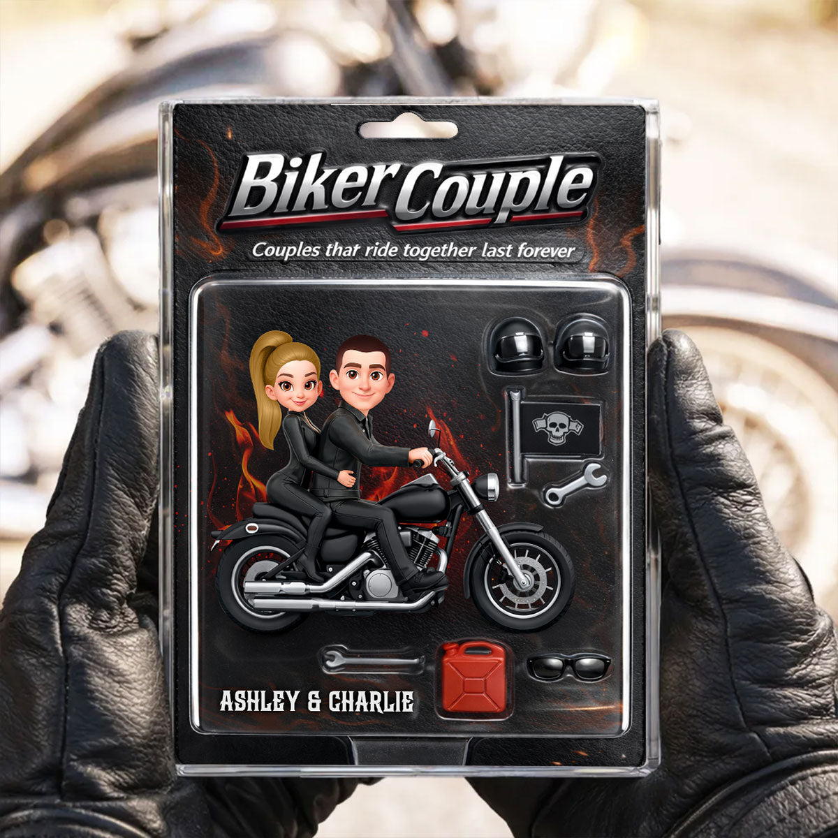 Couples That Ride Together Last Forever, Custom Action Figure Biker Couple - Personalized Acrylic Block Plaque