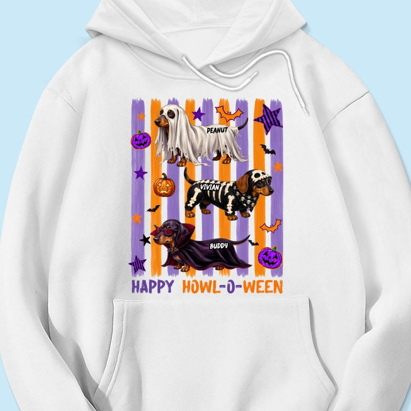 Striped Halloween Dachshund Ghost - Personalized Shirt - Halloween Gift For Dog Lovers