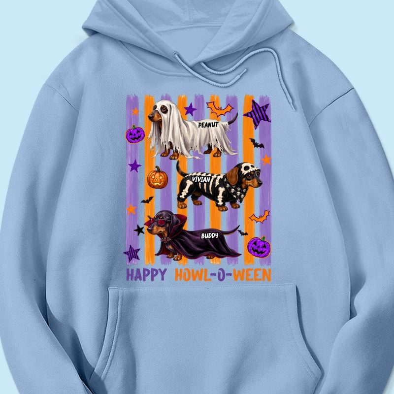 Striped Halloween Dachshund Ghost - Personalized Shirt - Halloween Gift For Dog Lovers