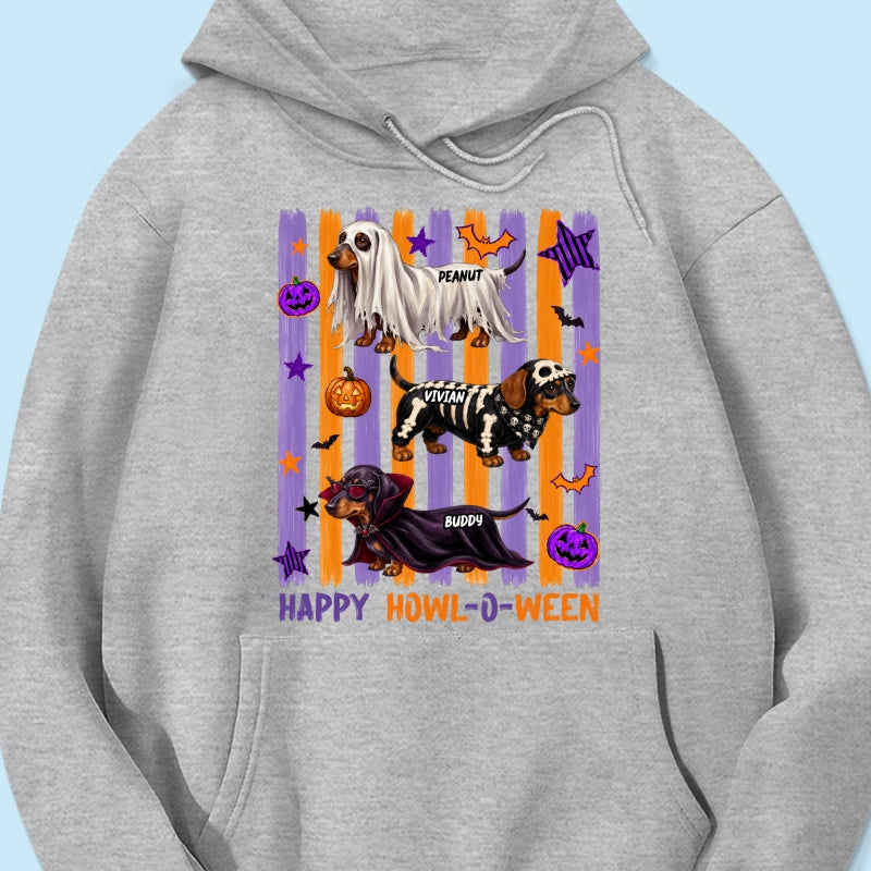 Striped Halloween Dachshund Ghost - Personalized Shirt - Halloween Gift For Dog Lovers