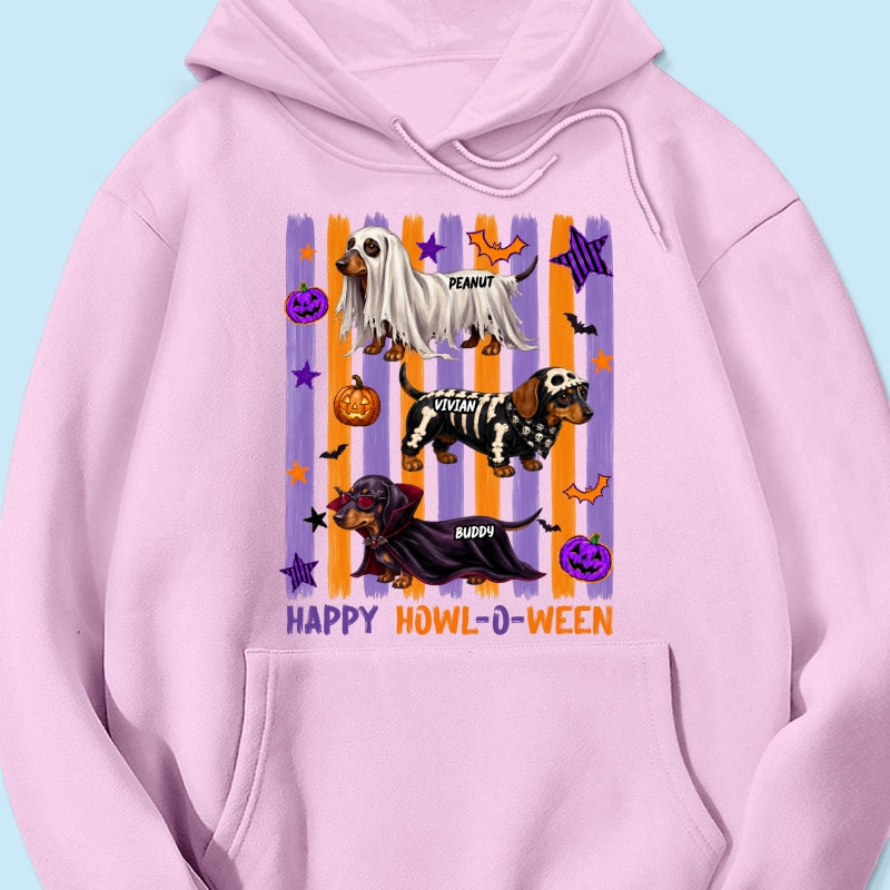 Striped Halloween Dachshund Ghost - Personalized Shirt - Halloween Gift For Dog Lovers