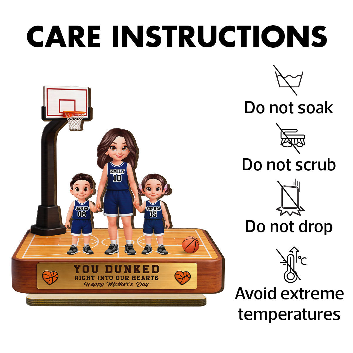 Basketball Mom You Dunked Right Into Our Hearts - Personalized 2-Layered Wooden Plaque - Mother's Day Gift For Basketball Mom