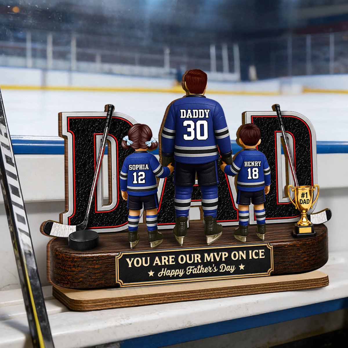 Hockey Dad Legend You Are Our MVP On Ice - Personalized 2-Layered Wooden Plaque -  Gift For Dad, Husband
