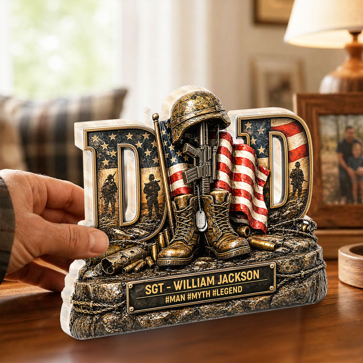 Proud American Veteran Dad - Acrylic Block Plaque -  Gift For Dad, Husband