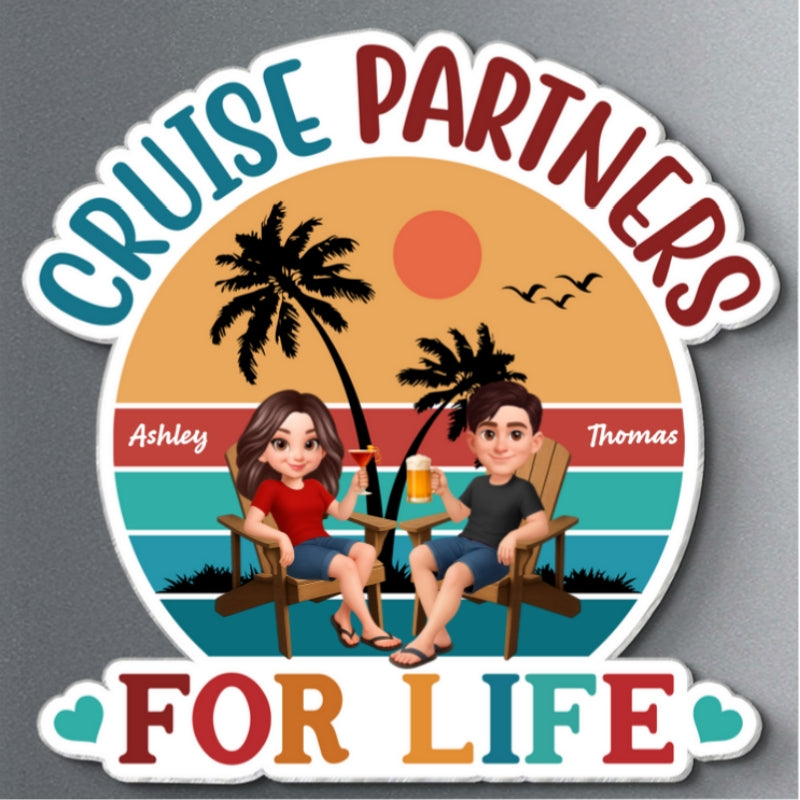 Couple Retro Life Is Better On A Cruise - Personalized Cruise Ship Door Magnet - Summer Cruise Ship Door Decorations