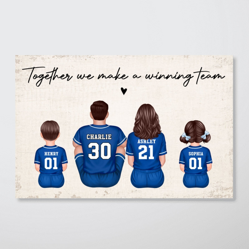 Family Dream Team Football Sitting - Personalised Poster - Gift For Football Mum, Dad