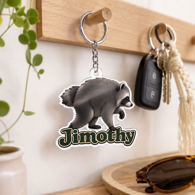 Trending Viral Jimothy Raccoon Acrylic Keychain - Trending 2026 Keep Sake