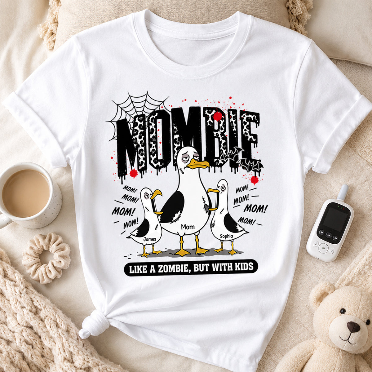 Mombie Like a Zombie But with Kids - Personalized Shirt - Funny Halloween Gift for Mom, Fall Trendy Tee