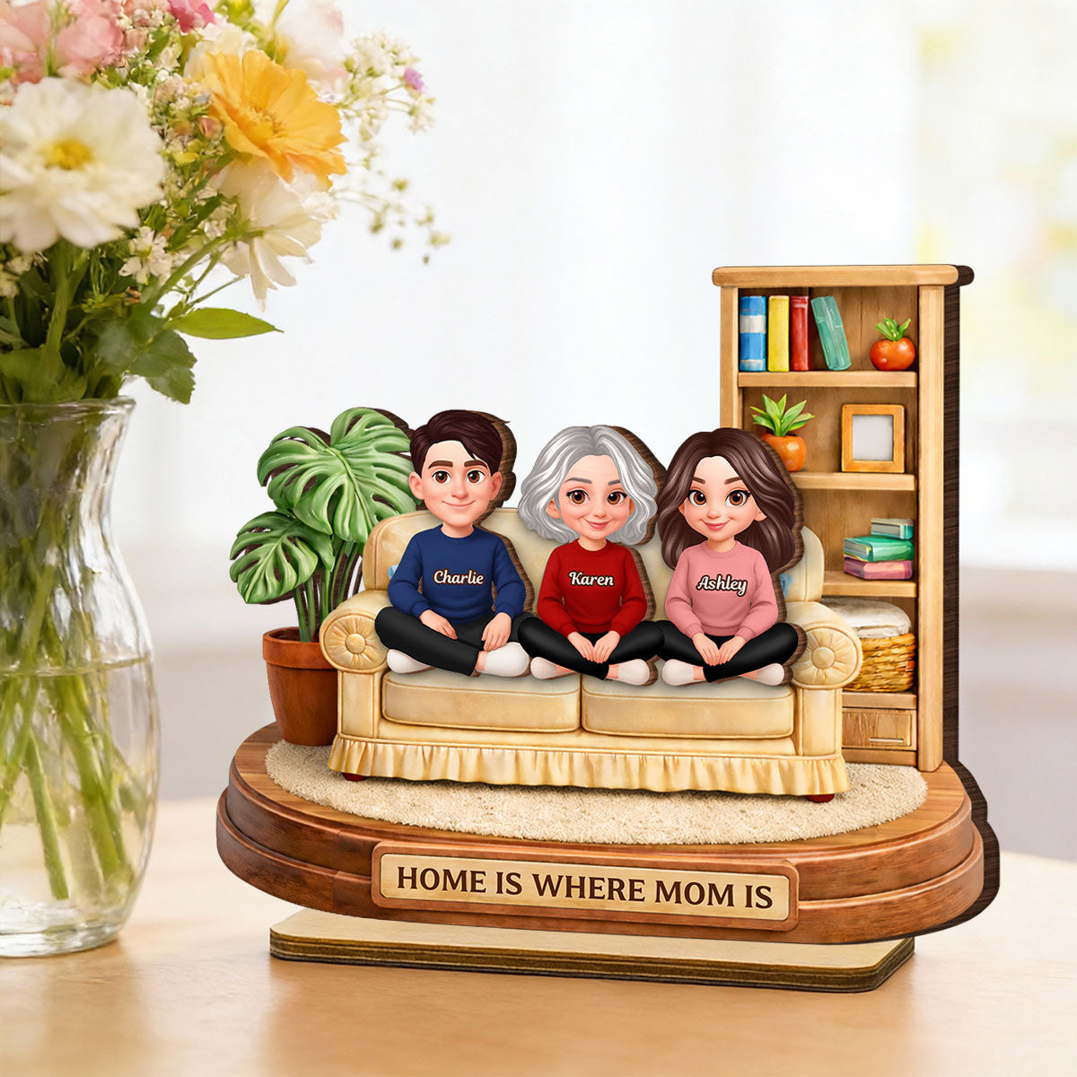 Home Is Where Mom Is - Personalized 2-Layered Wooden Plaque - Gift For Mom