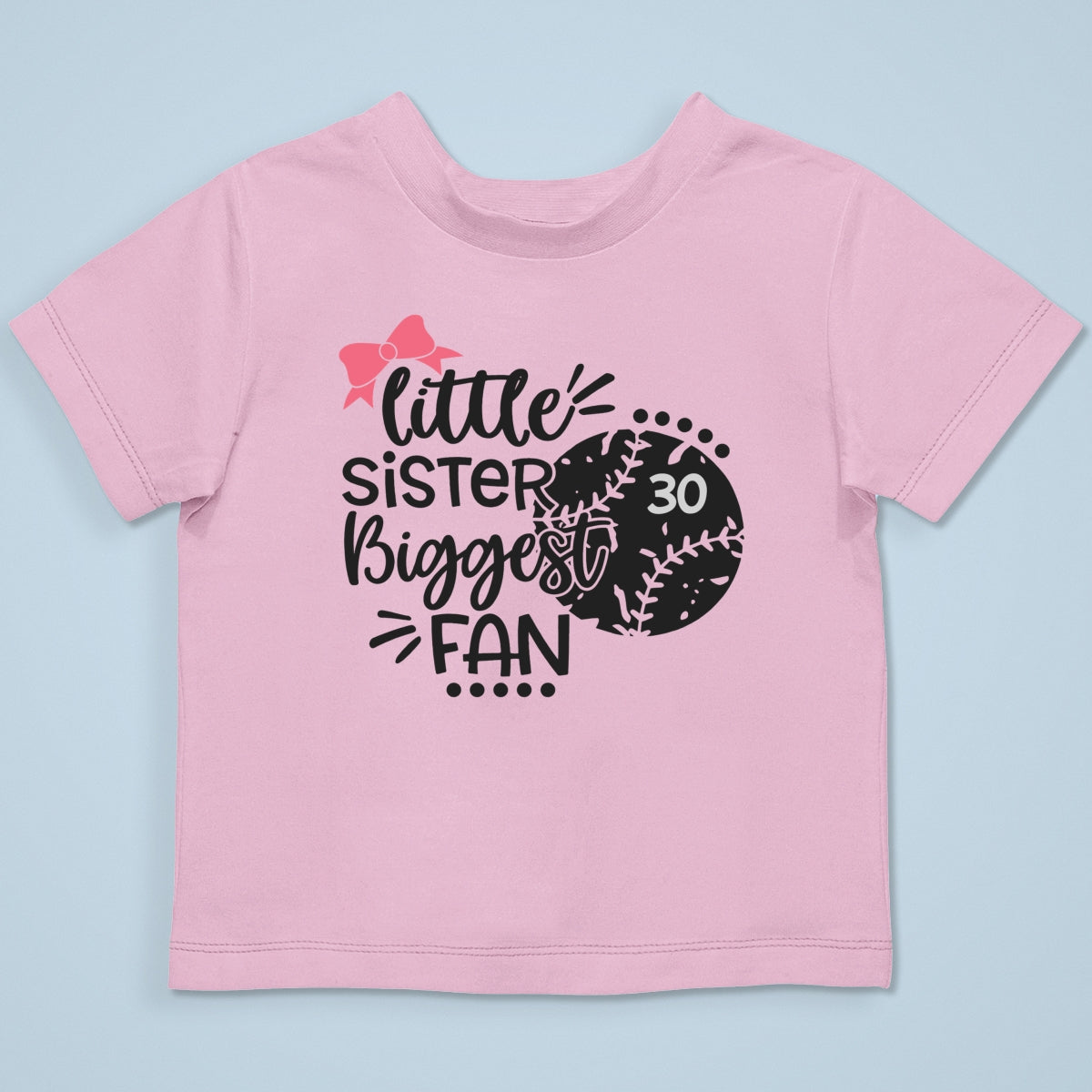 Little Sister Little Brother Biggest Fan - Personalized Kid Shirt - Baseball Little League Game Day Light Color Shirt
