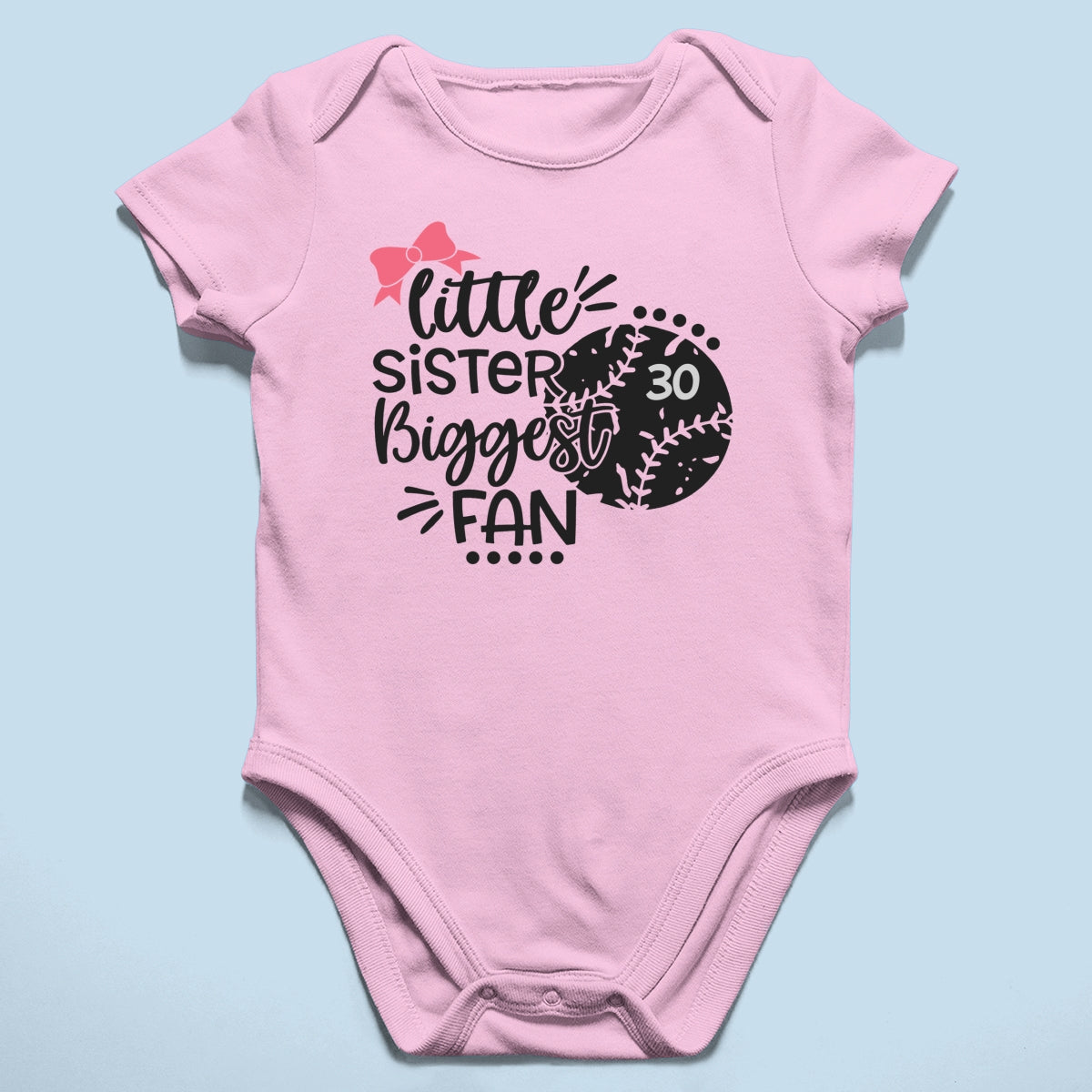 Little Sister Little Brother Biggest Fan - Personalized Kid Shirt - Baseball Little League Game Day Light Color Shirt