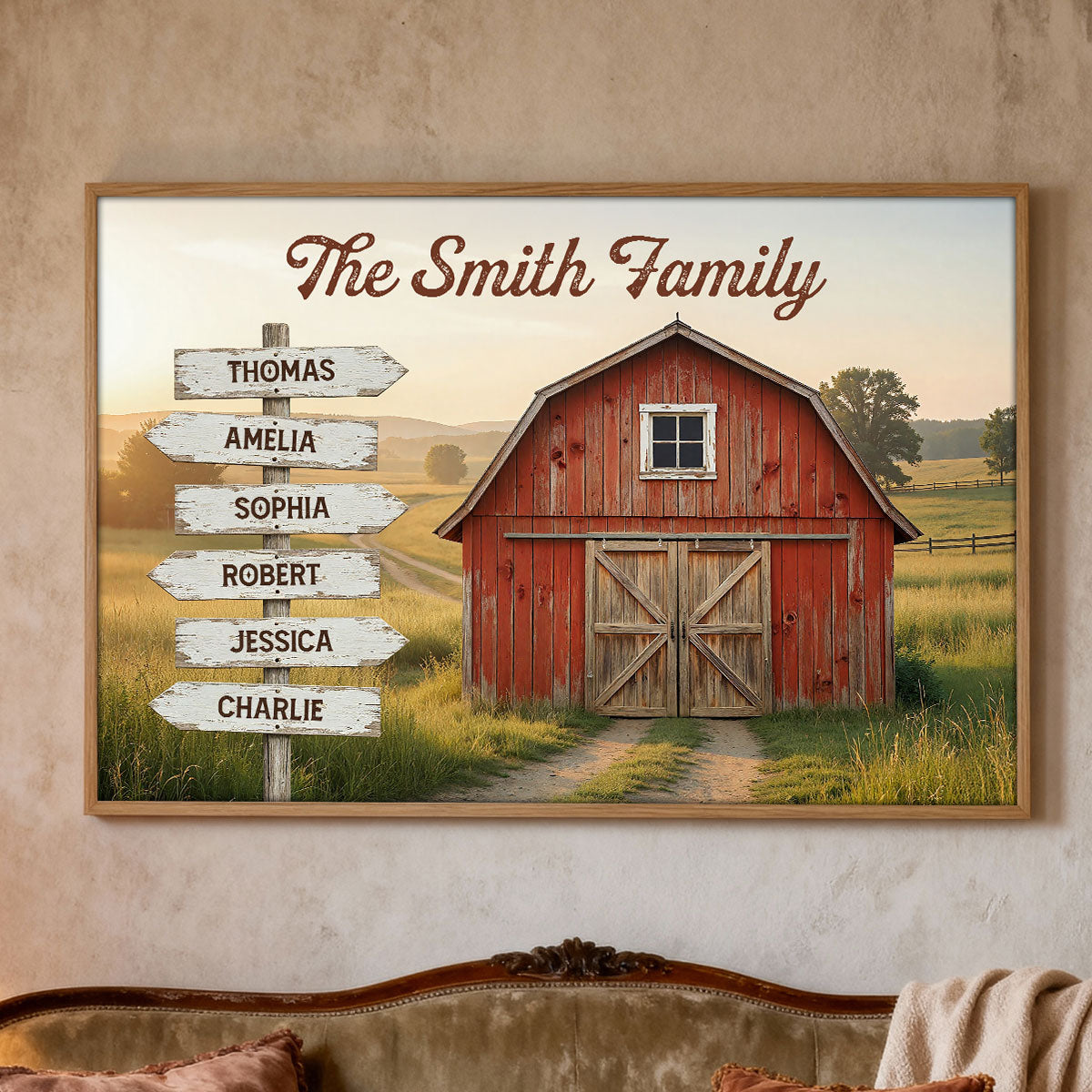 Nostalgia Barn House Family Sign Posts - Personalized Poster - Gift For Family, Farmhouse Decor