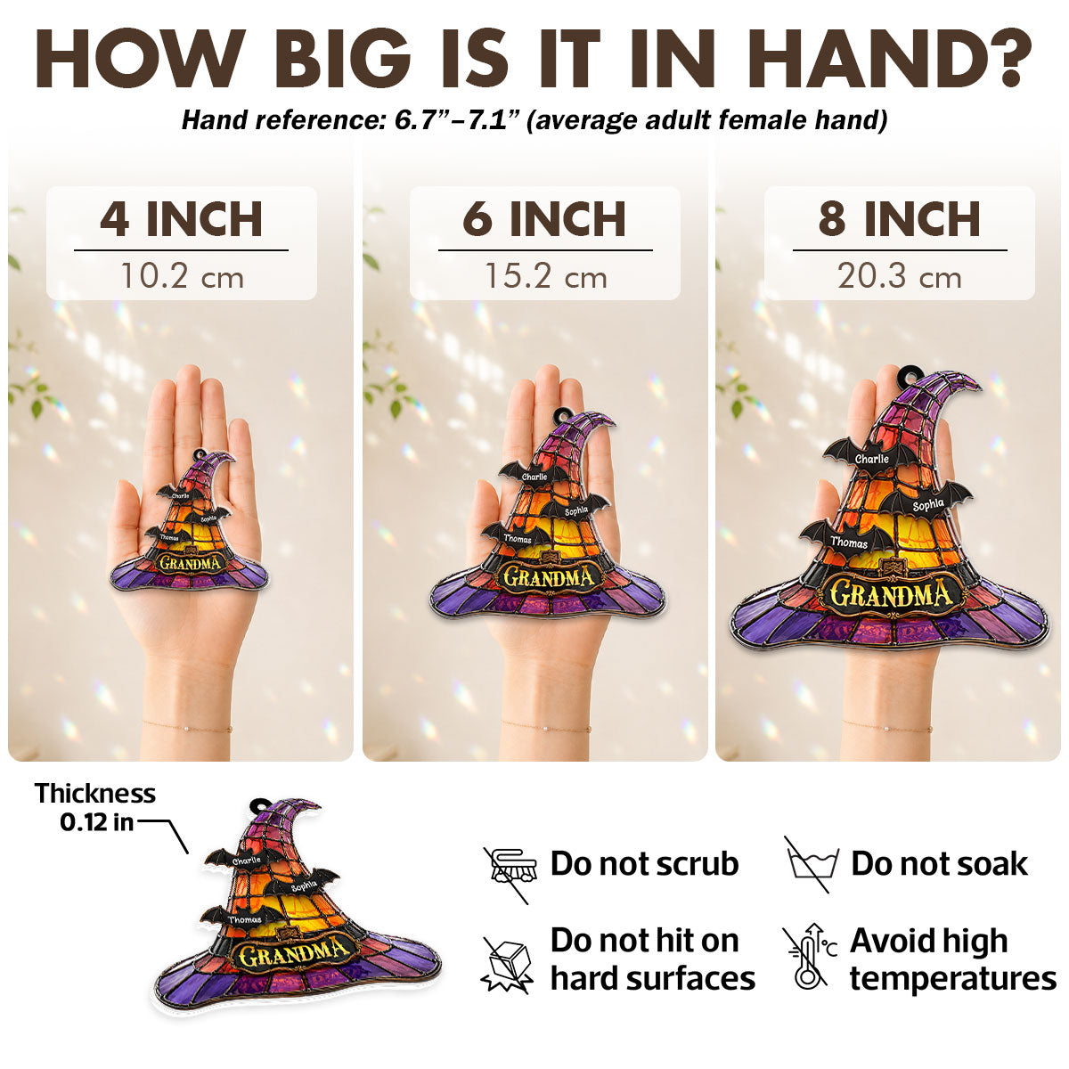 Grandma Witch Hat - Personalized Acrylic Suncatcher - Halloween Decor for Grandma